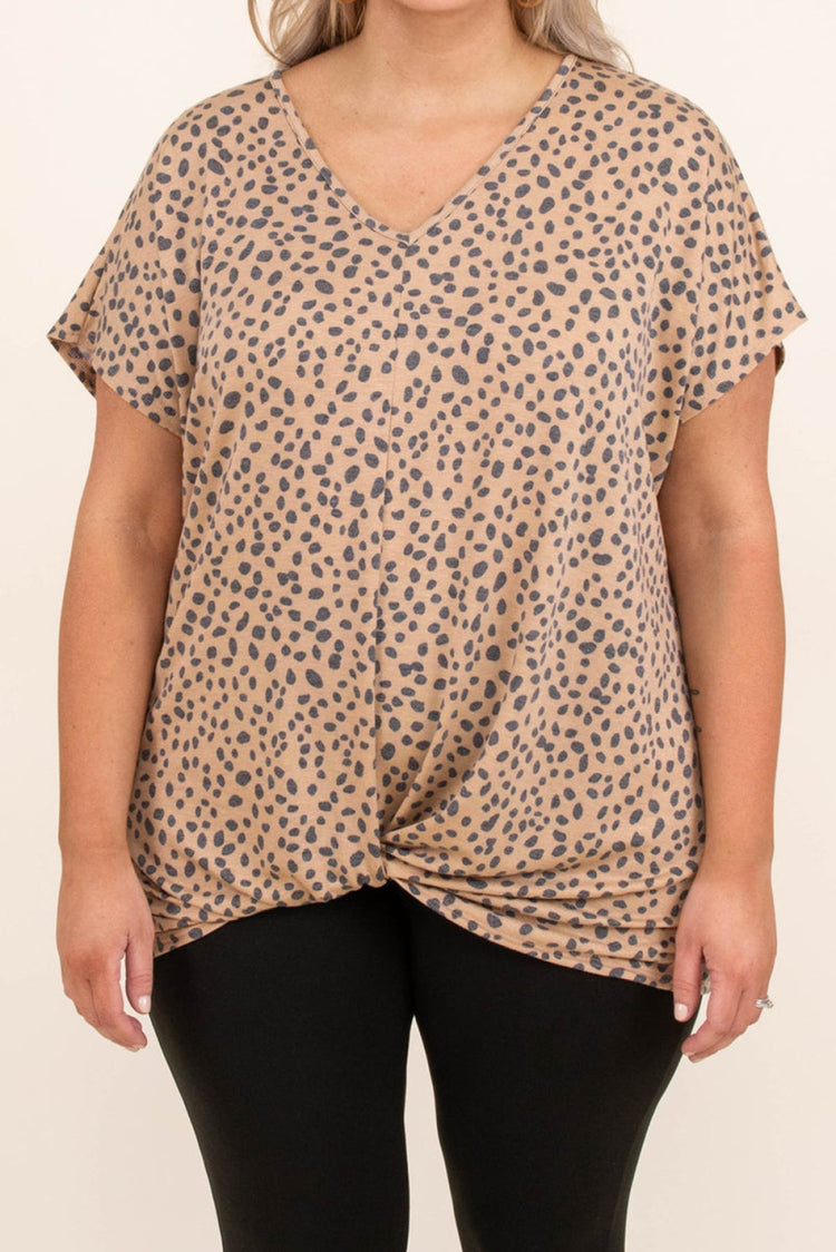 Curvy Top - Leopard Plus Size Cheetah Print Twisted T-Shirt